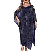 CYCLAMEN Plus Size Sparkly Formal Dress Maxi Long Cape Overlay Wedding Guest Cocktail Mother of Bride Outfit Evening Gown