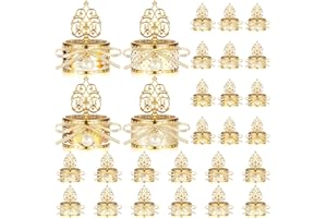 Cunhill 24 Pcs Mini Candy Bottles with Cute Ribbon Bow Gold Plastic with Lids Champagne Storage Candy Favor Containers for Wedding Bridal Shower Party Favors Thank You Gifts