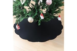 Slsxip Nonwoven Christmas Tree Skirt,24 inch Scalloped Edge for Xmas Tree and Seasonal Holiday Indoor Decoration(Black,24 inch)