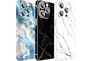 3PCS Sparkling Skin Protector for iPhone, Kucheed Bling Glitter Stone Texture Full Cover Edges Sticker, Precise-Fit Back Prot