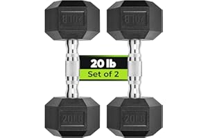 HANDBODE Hex Dumbbell Set, 3-100 lb Rubber Encased Exercise & Fitness Dumbbells, Weights Dumbbells Set of 2, Hand Weight for Strength Training (Single, Pair, Set)