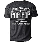 Personalized Dad T-Shirt Blessed to be Called Daddy Shirt for Men Custom Grandpa Shirts Cool Fathers Day Shirt
