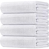 HOMEXCEL Waffle Bath Towels Set 4 Pack, Premium Microfiber Bathroom Towels, Ultra Soft, Lightweight, Highly Absorbent and Quick Dry Towel for Bathroom, Gym, Shower, Hotel, and Spa, 30 x 60 Inch, White