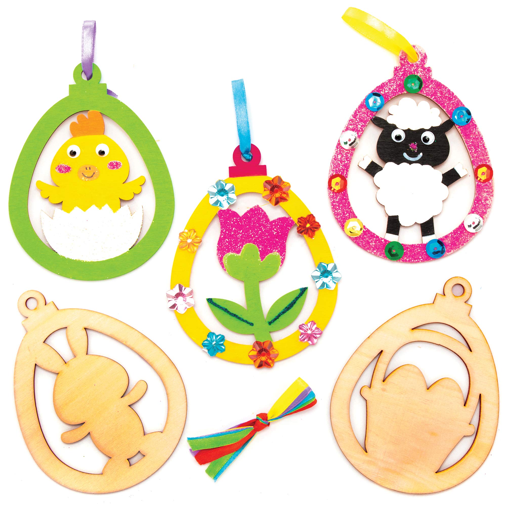 Baker Ross Easter Wooden Decorations - Pack of 10, Easter Crafts for Kids (AT457)