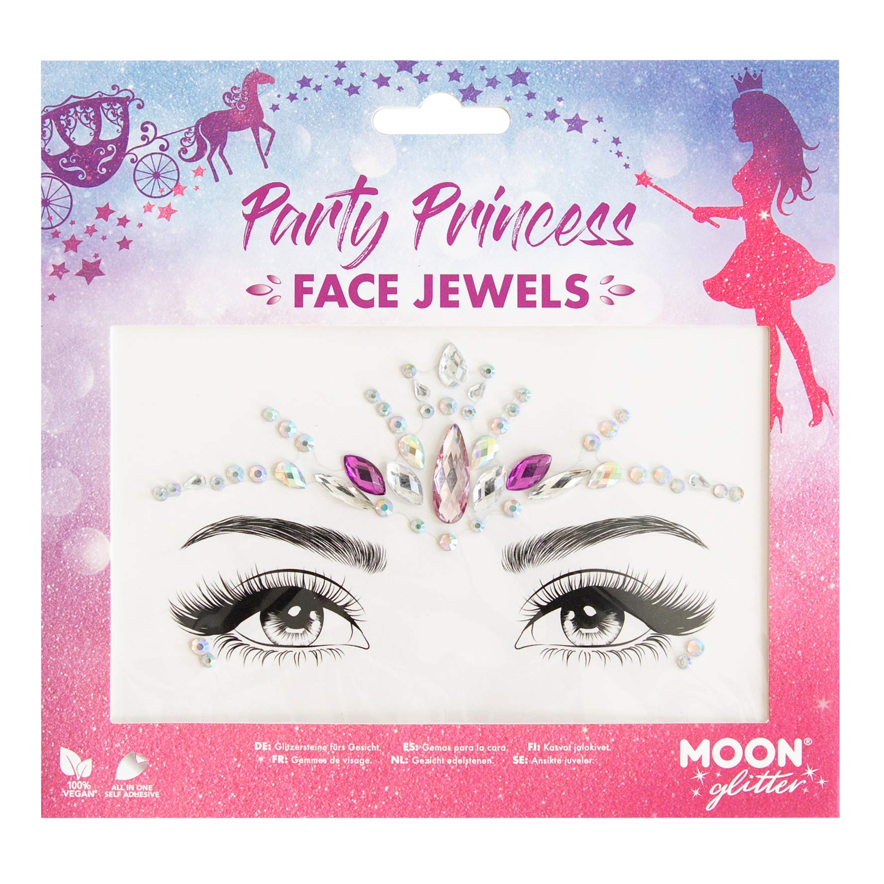 Face Jewels by Moon Glitter - Festival Face Body Gems, Crystal Make up Eye Glitter Stickers, Temporary Tattoo Jewels (Party Princess)