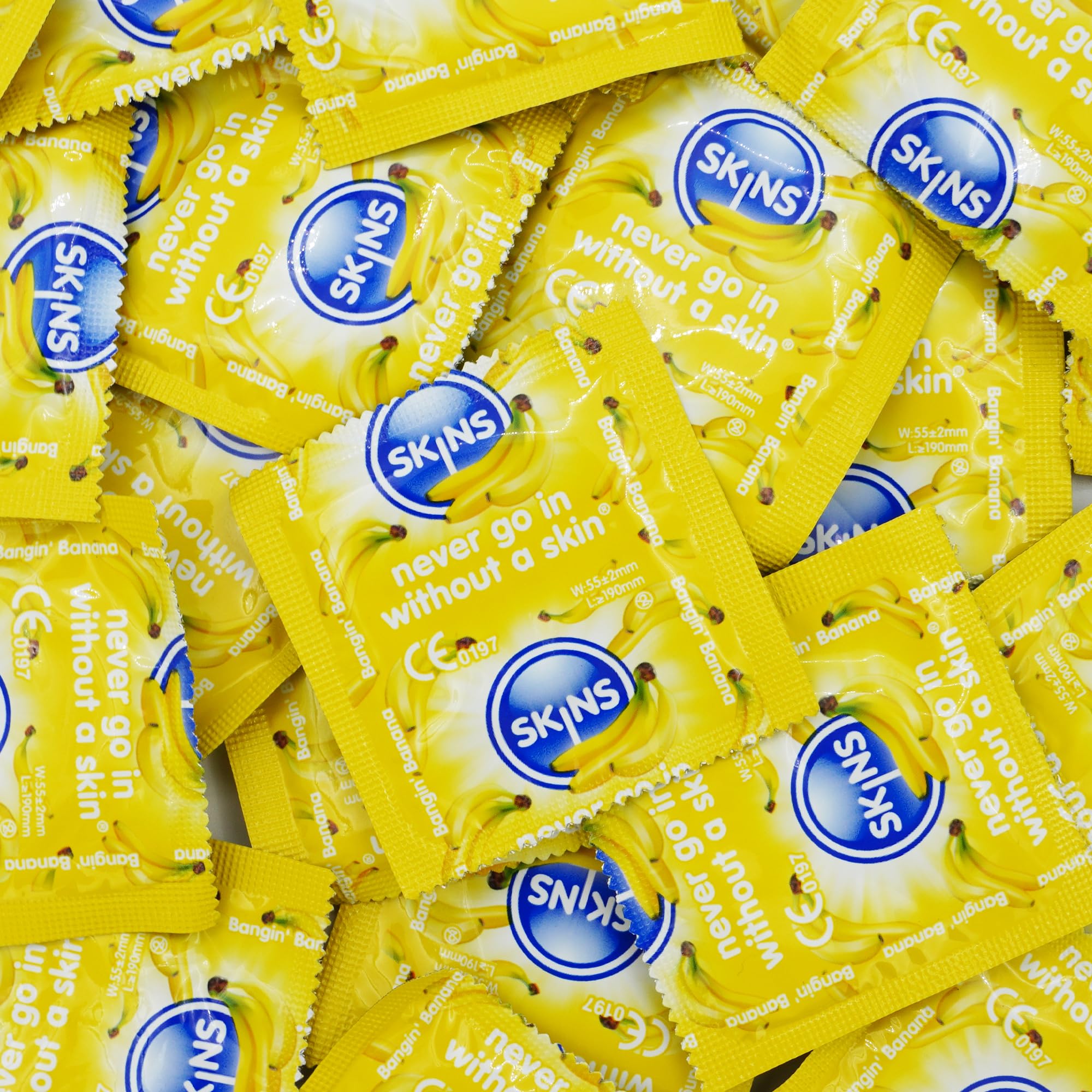 Skins Premium Banana Flavoured Condoms Big Box - Ultra Thin Flavoured Condoms for Oral & Intercourse – Condoms with Extra Flavoured Lube for Extra Pleasure – Pack of 100
