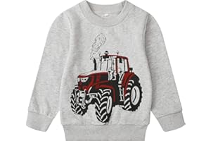 Akyzic Toddler Boys Sweatshirts Cotton Crewneck Truck Shirt Dinosaur Long Sleeve Pullover Tops Tees 2-8T