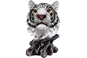 BestGiftEver White Tiger Bust Freestanding Tabletop Home Decor - Wild Animal Sculpture Collectible Gifts - Decor for Bedroom and Living Room - Lucky Tiger Statue for Shelf and Office Desk Accent