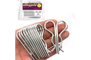 Alloygold 15Pcs Heavy Duty Hitch Pins Clip R Clips Cotter Pins, White Zinc Plated Spring Retaining Wire Hair Pins， Large for Trailer Tractors Mower Carts Truck Pin Clip，Strong Spring Tension M3x60mm