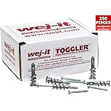 Wej-It Self-Drilling Drywall Anchors - Industrial Quality Screw & Wallplug Kit - Quick & Hassle Free Wall Fastening & Mounting - 200 Pcs (100 Anchors and 100 Screws) (Zinc Alloy - Metal)