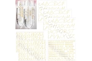 Fullhawl 6 Sheets UV DTF Cup Wrap Letters for Bridesmaid Gifts Custom Transfer Letter Stickers Waterproof Vinyl Name Decal for Glass Cup Tumbler DIY Wedding Bridal Shower Bachelorette(Gold)