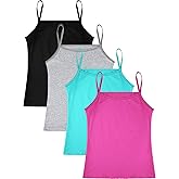 SATINIOR 4 Pieces Girls Dance Tank Top Sleeveless Spaghetti Strap Crop Tank Top for Dancewear