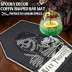Stay Positive Skeleton Sign - Coffin Bar Mat for