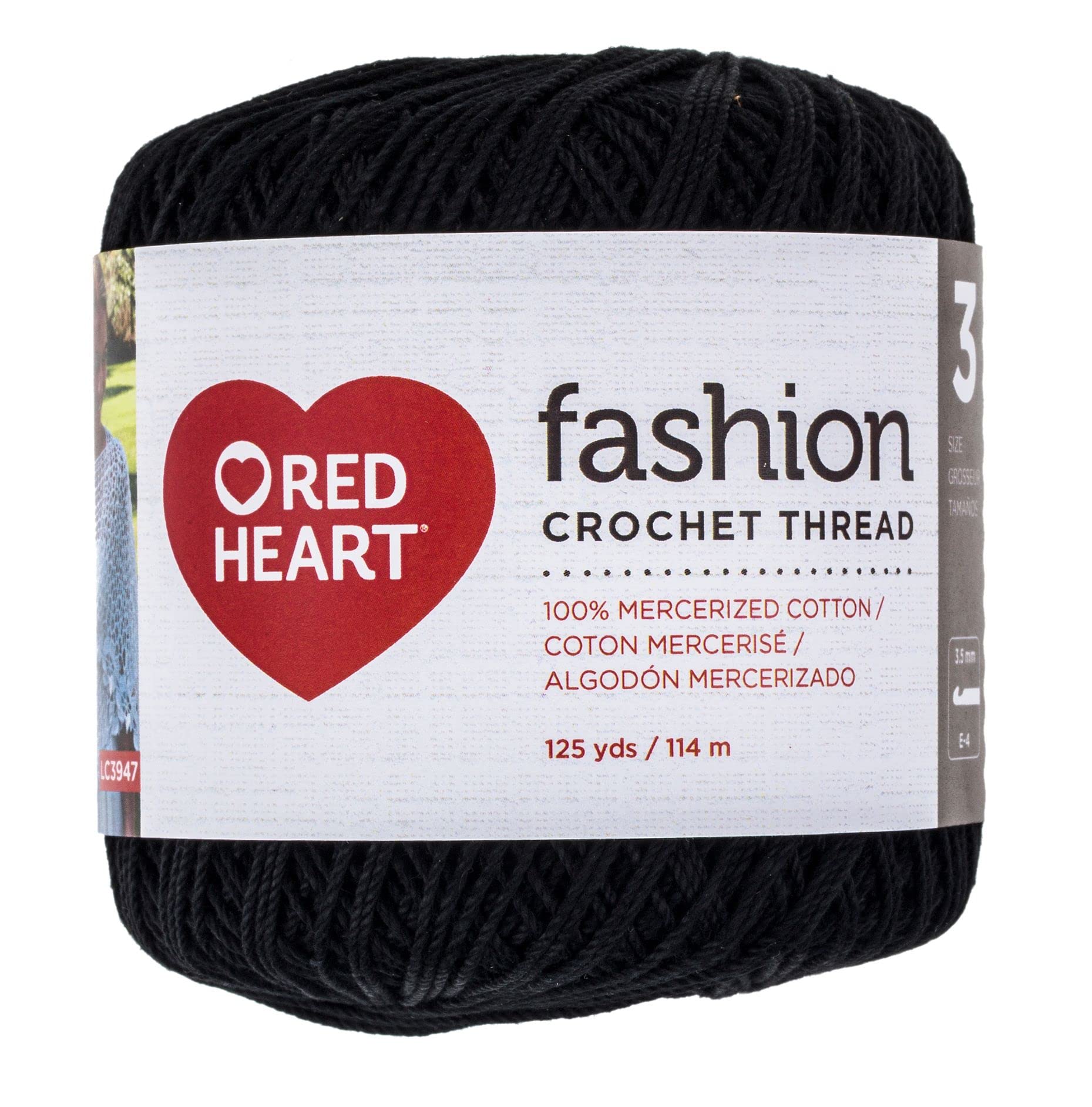 Red Heart Fashion Size 3 Crochet Thread, Black