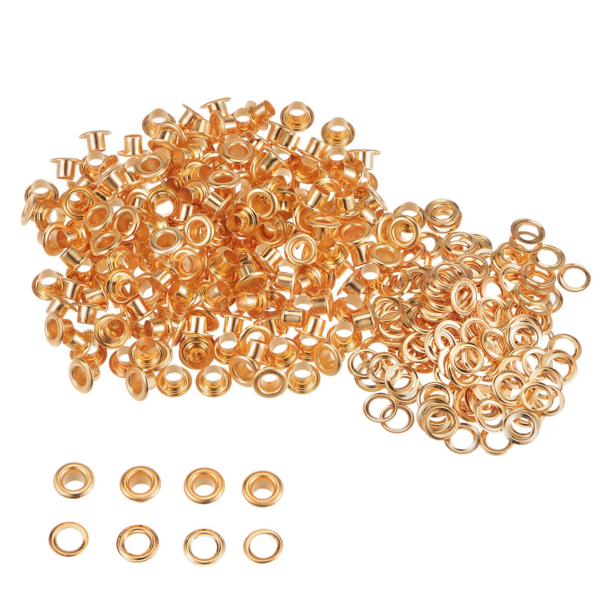 Trimming Shop 4mm Brass Eyelets with Washers, Durable & Rust - Proof Grommets for DIY Projects, Arts & Crafts, Shoes, Clothing, Bags Decoration (Rose Gold, 100pcs)