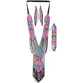 Weavish Long Beaded Necklace – Boho Native Handmade Seed Bead Tassel Necklace, Bohemian Large Statement Beaded Necklace for Women (craftscorner-va2)