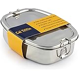 Cal Tiffin Stainless Steel OVAL Bento Lunch box (made in INDIA); 25 oz, 2-compartment - Eco friendly, Dishwasher Safe, Plasti