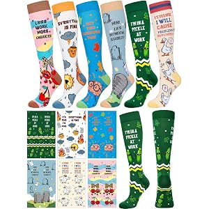 Funnysoft 6 Pairs Funny Socks for Women Funny Novelty Design Compression Socks for Office Coworker Adult Birthday Gag Gifts