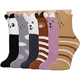 Plush Slipper Socks Women - Colorful Warm Fuzzy Crew Socks Cozy Soft for Winter Indoor