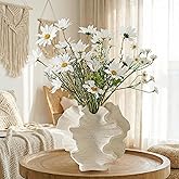 Aklimida Cream Color Ceramic Vase for Modern Home Decor, Ceramic Coral Flower Vase for Nordic Art Pampas Grass,Boho Decor Donut Centerpiece Vases for Coffee Table Office Bookshelf Living Room Decor