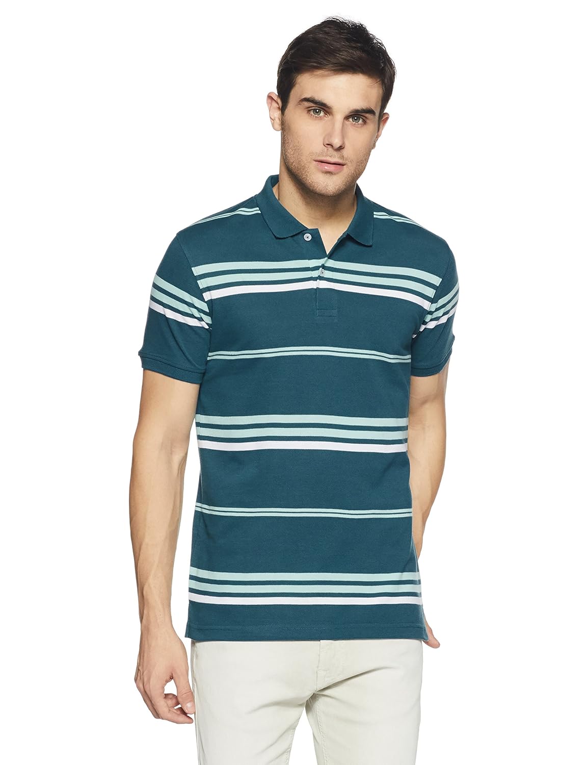 get in men's striped regular fit polo