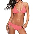 American Trends Women's String Two Piece Halter Top Triangle Bikini Set with Tie Side Bottom Sexy Swimsuit Bathing Suits