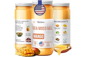 Biolore Sea Moss Gel Made in USA Raw Wildcrafted Irish Seamoss Vitamins Trace Minerals Vegan Superfood for Immune Support Sea Moss (16 Fl Oz (Pack of 1), Mango)