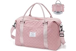 SYCNB Travel Duffel Bag for Women, Overnight Weekender Bag with Wet Pocket & Trolley Sleeve, Carry On Tote Bag Sports Gym Bag,Pink
