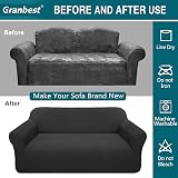 Granbest High Stretch 2 Seater Sofa Cover Universal Jacquard Black view 5