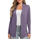 Women's Lightweight Long Sleeve Knit Cardigan with Pockets Open Front Casual Sweater for Spring Fall