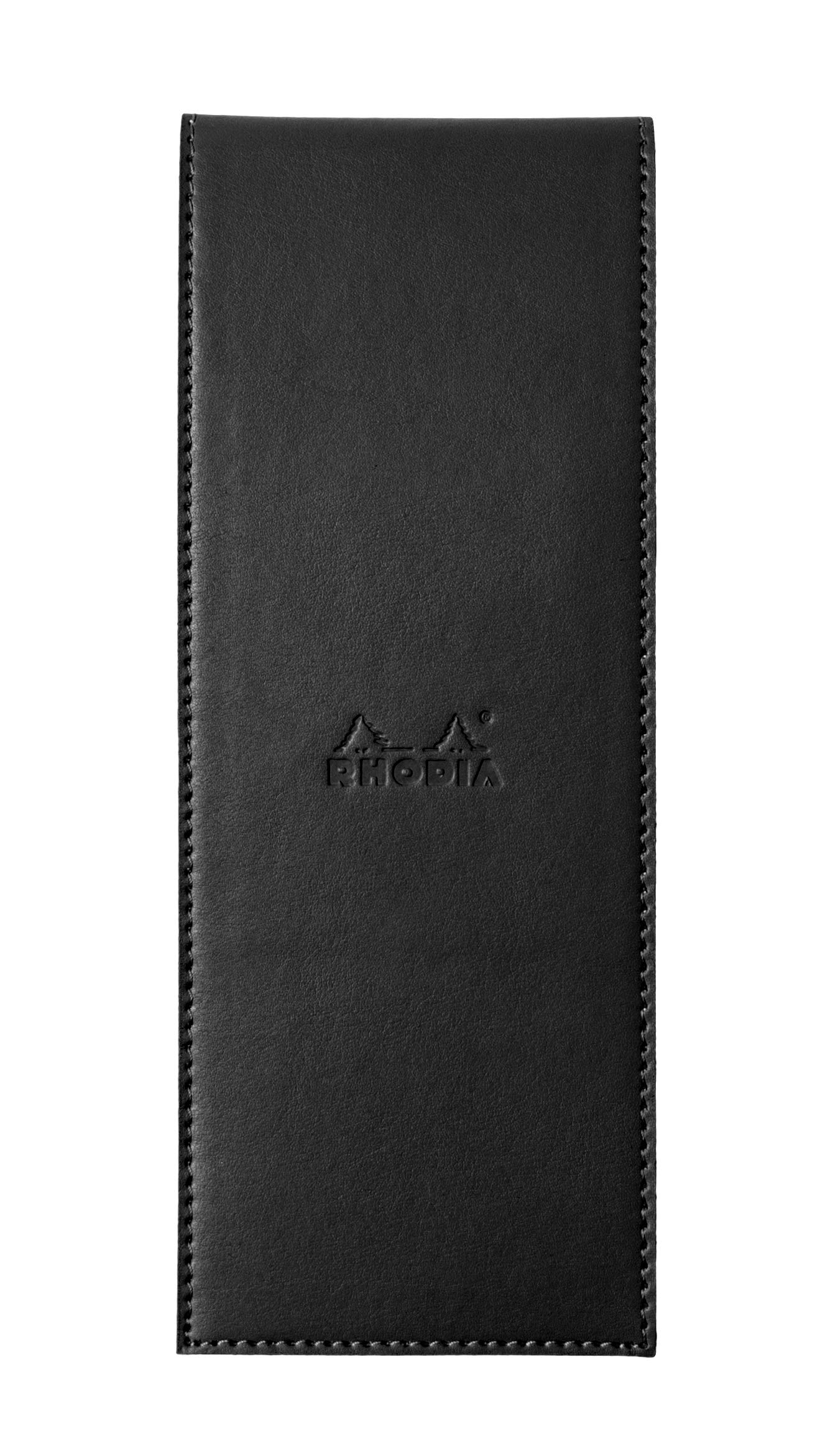 RHODIA 118099C - Clipboard Case + Stapled Notepad No. 8 Shopping Black - 7.4 x 21 cm - Small Squares - 80 Detachable Sheets - White Clairefontaine Paper 80 g/m - Pencil Holder - Faux Leather