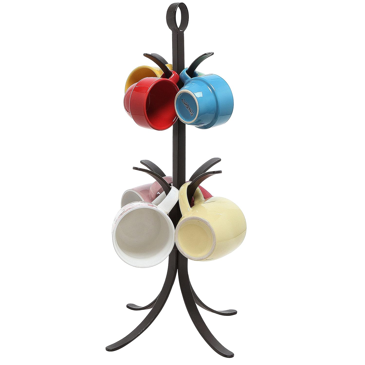 Freestanding Black Metal Mug Tree / 8 Hook Counter Top