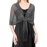 AUZURE Sparkling Metallic Shawls and Wraps for Evening Dresses Womens Dressy Scraf with Buckle for Wedding Party Brides Wear