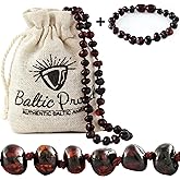 Baltic Proud Amber Necklace And Bracelet Gift Set (Unisex Cherry) - Certified Premium Quality Raw Baltic Amber