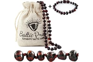 Baltic Proud Amber Necklace And Bracelet Gift Set (Unisex Cherry) - Certified Premium Quality Raw Baltic Amber