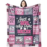 Paihvcn Soccer Gifts for Girls - Soccer Blanket for Girls 60"x50" - Soccers Stuff for Girl - Team Gifts for Soccers Lovers/Players/Teen Girl