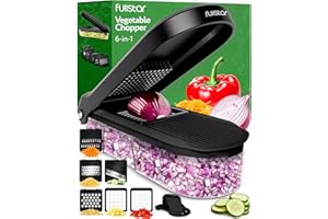 Fullstar Compact Vegetable Cutter, Food Chopper, Veggie Chopper, Onion Chopper, Vegetable Chopper With Container, Vegetable Slicer, Vegetable Cutter, Mandoline Slicer (Black)