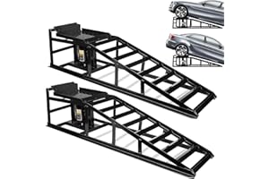 NAZANO 2PCS Hydraulic Car Ramps, 5T 11000lbs Heavy Duty Adjustable Steel Lift Ramps, Hydraulic Vehicle Ramps Lift Ramp for Oil Changes, Car Lifts for Home Garage, Vehicle Auto Garage Repair (Black)