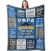Pubrave Papa Gifts, Papa Fathers Day/Birthday Gift, Papa Gifts from Grandkids/Grandchildren, Fathers Day/Christmas/Birthday Gifts for Papa/Grandpa/Grandfather, Best Papa Ever Gifts Blanket 60x50in