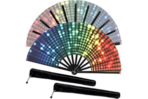 PUGPIU Fans for Line Dancing, 2 Pcs Boots On The Ground Hand Fan, Large Clacking Pop Fans Handheld That Make Sound, Women Men Foldable Clapping Fan for Line Dancing (Disco2)