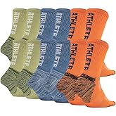 JOYNÉE 6 Pairs Mens Crew Cushion Socks Work Athletic Running Socks Casual Breathable Socks for Men,Sock Size:10-13