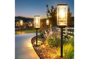 Ahaorigin 4 Pack Solar Lights Outdoor, Up to 15 Hrs Brighter Solar Pathway Lights, Luxury Taller Solar Outdoor Light Waterproof for Path Garden Yard Landscape Walkway Driveway, Warm White