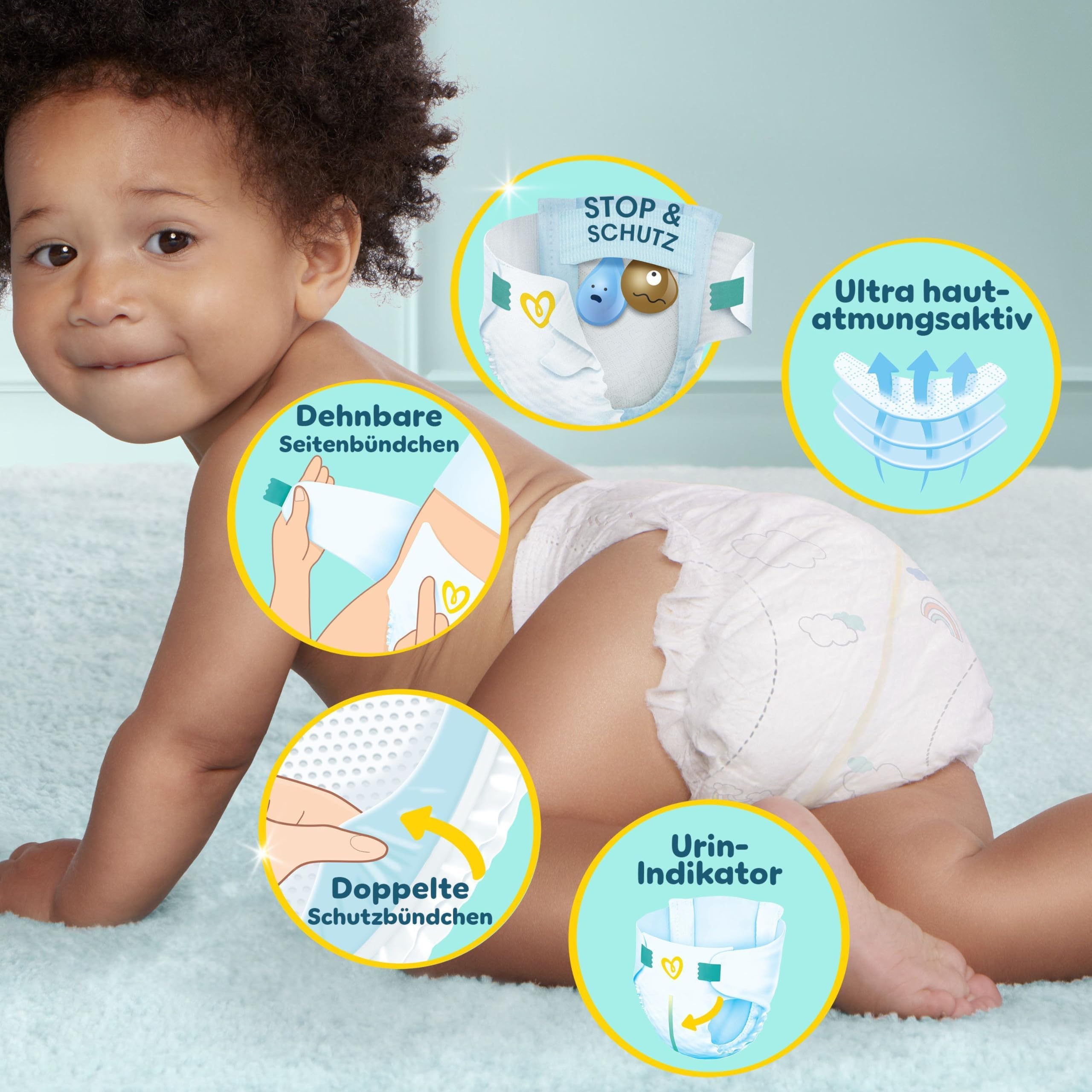 Pampers Premium Protection Größe 6, 144 Windeln, 13kg-18kg, Doppelter Schutz für die Haut und vor Auslaufen 6