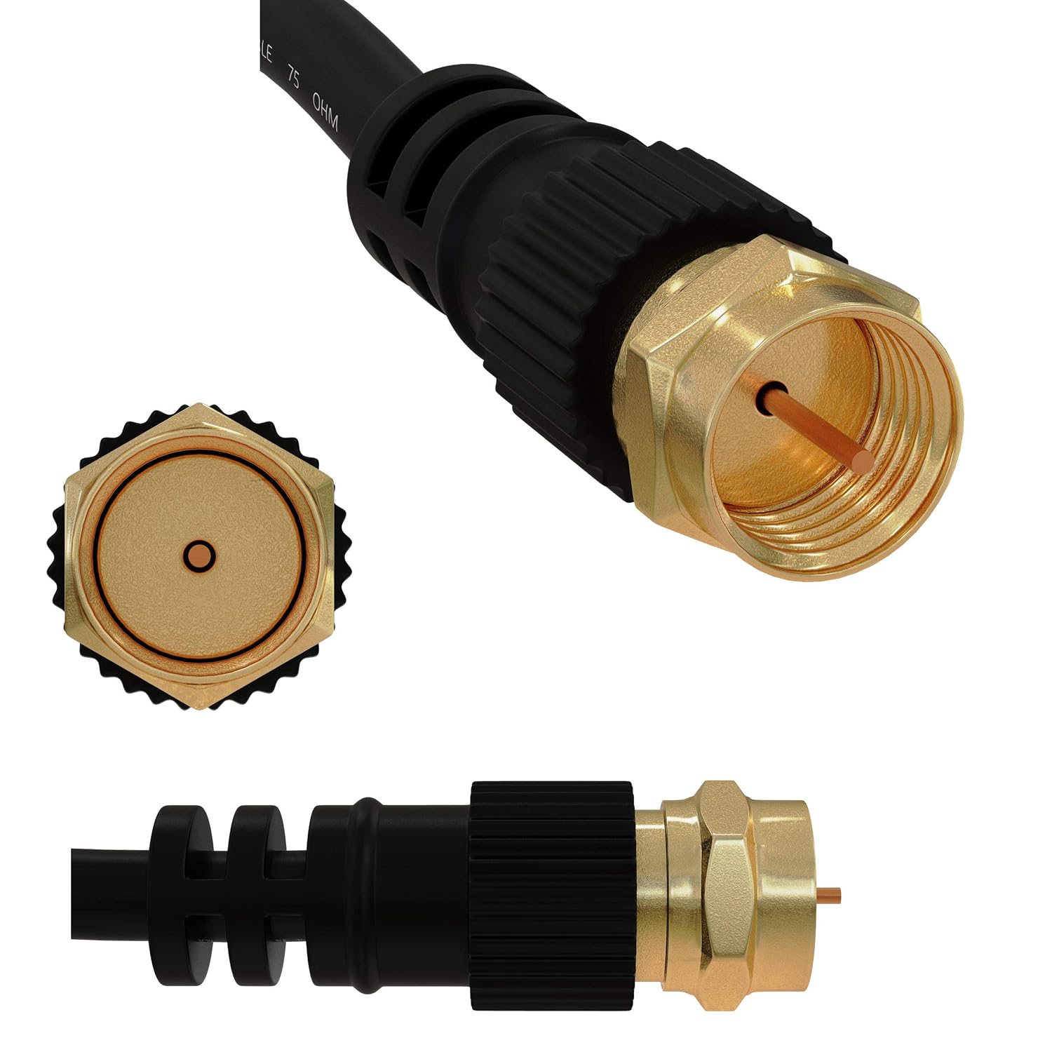 ConnectingU® Twin Pack 1m Black Satellite Coaxial Cable Kit (Virgin Media & Sky Compatible) - Image 4