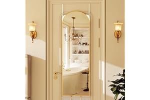HARRITPURE 14"x48" Arched Full Length Door Mirror Aluminum Frame Closet Mirror Full Length Hanging Mirror for Living Room Bedroom,Gold