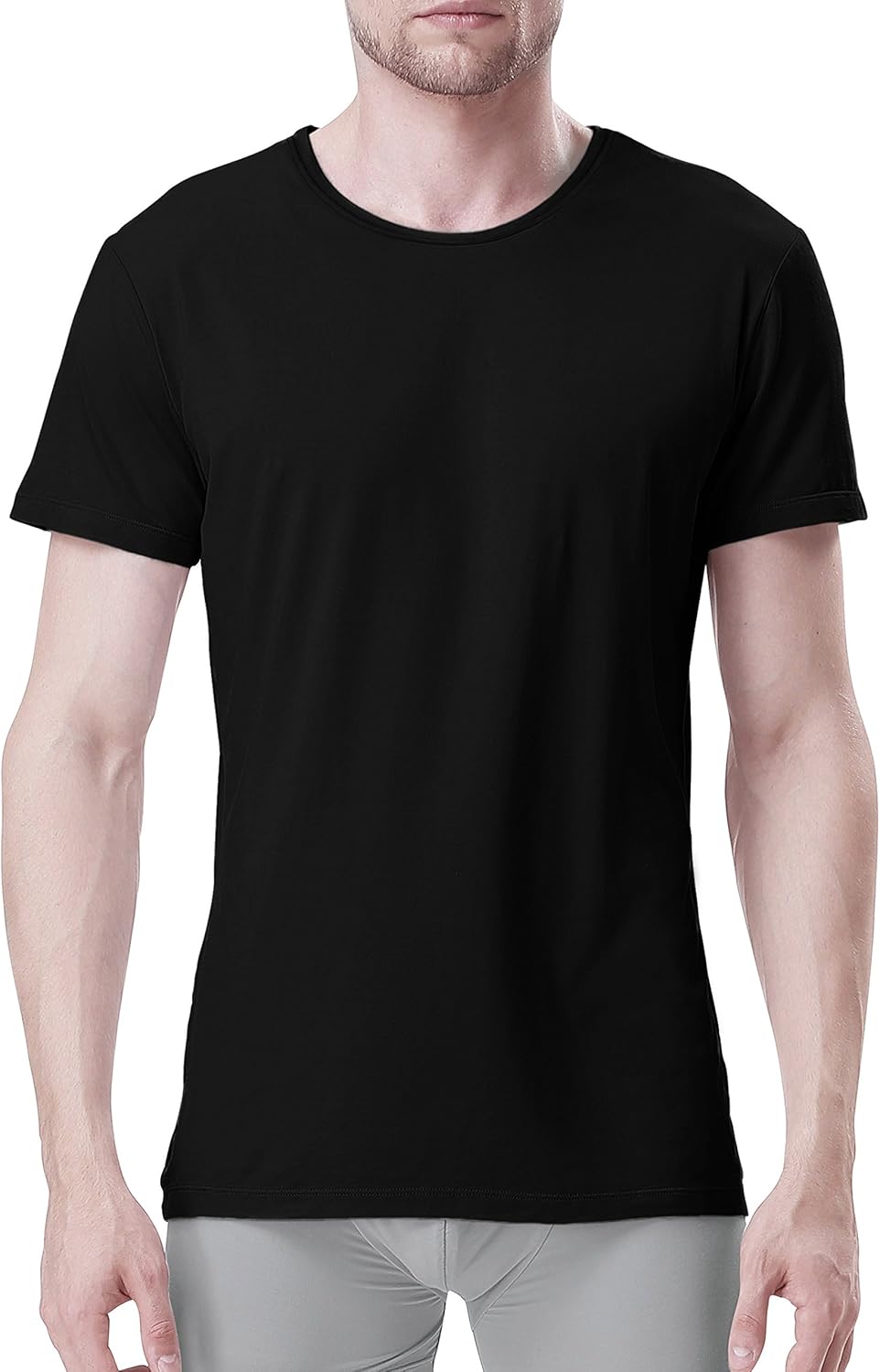 DAVID ARCHY Men's 3 Pack Soft Comfy Bamboo Rayon Undershirts Breathable Crew Neck Tees Short Sleeve T-Shirts: Clothing