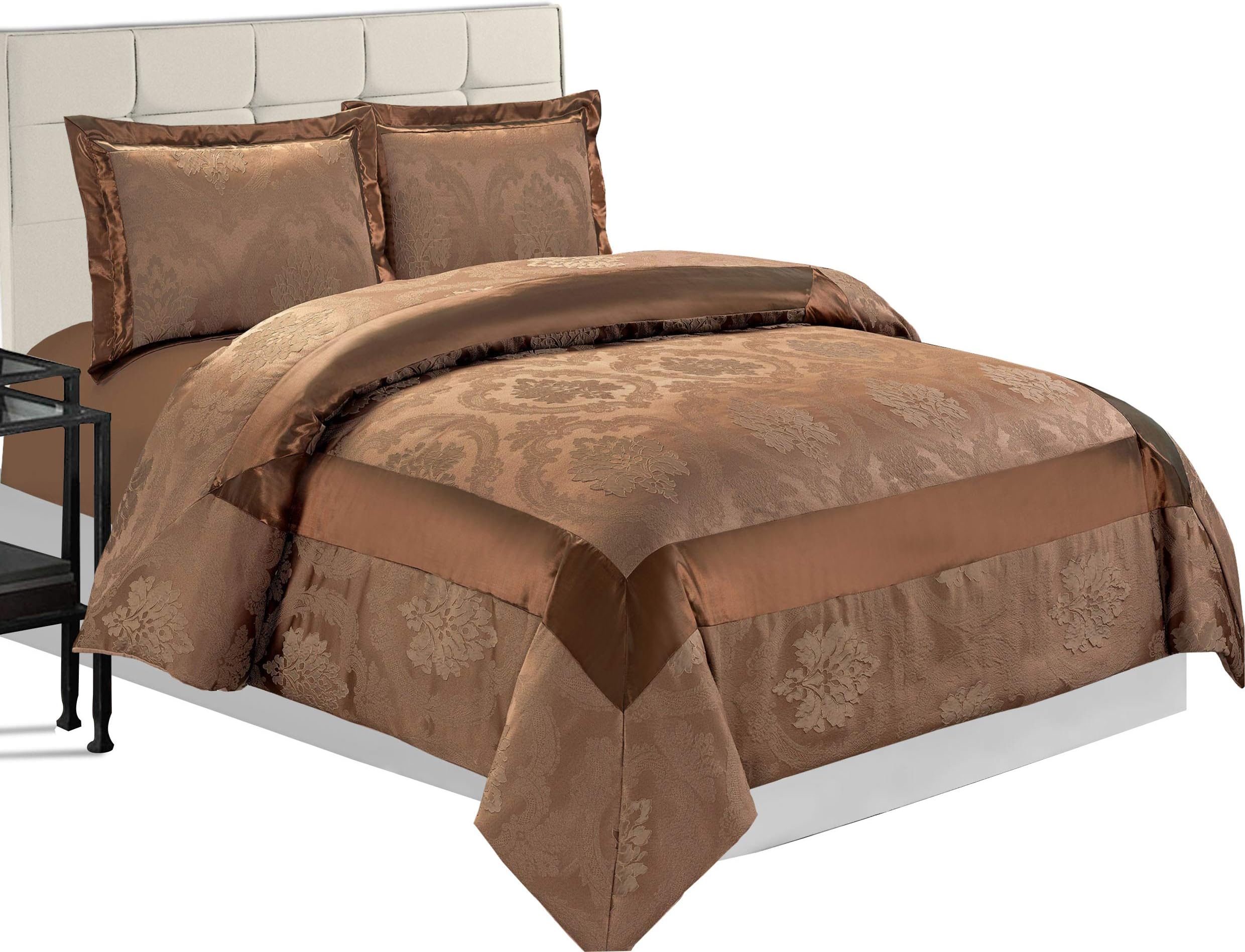 Oxford Homeware New 3 Piece Jacquard 220GSM Duvet Set with 2 Pillow Cases (King/Betty Caramel) Duvet Cover Modern Design Bedding Bed sheets Bed Sets Quilt Duvet Cover Free P&P