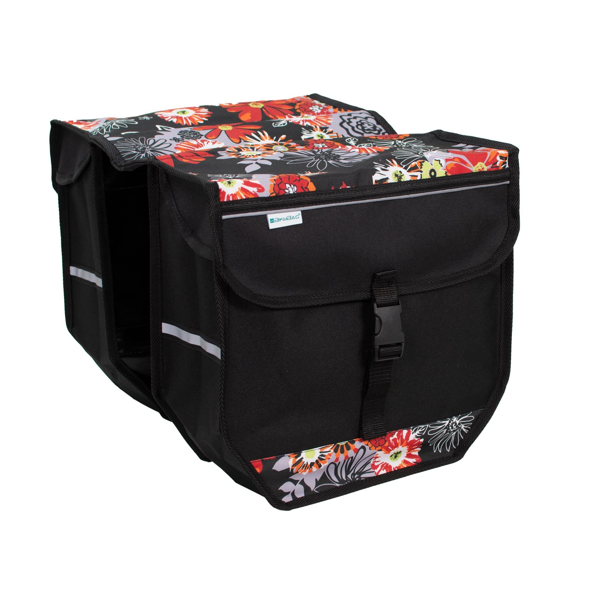 BikyBag Model T - Bicycle Double Panniers Bag Fashion Cycle Bike (Red Meadow)