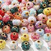 BERMRO 50pcs Fuzzy Faux Fur Poms Beads Soft Fluffy Colored Spacer Clear Bead Colorful Soft Fluffy Beads for DIY Crafting Necklace Bracelet Jewelry Making Keychain (color3)