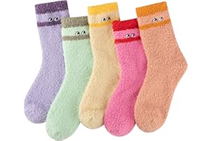 Comfoex 5 Pairs Kids Fuzzy Socks Cozy Fun Fluffy Girls Socks Best Winter Warm Gift Comfy Home For boys girls 4-14 years olds